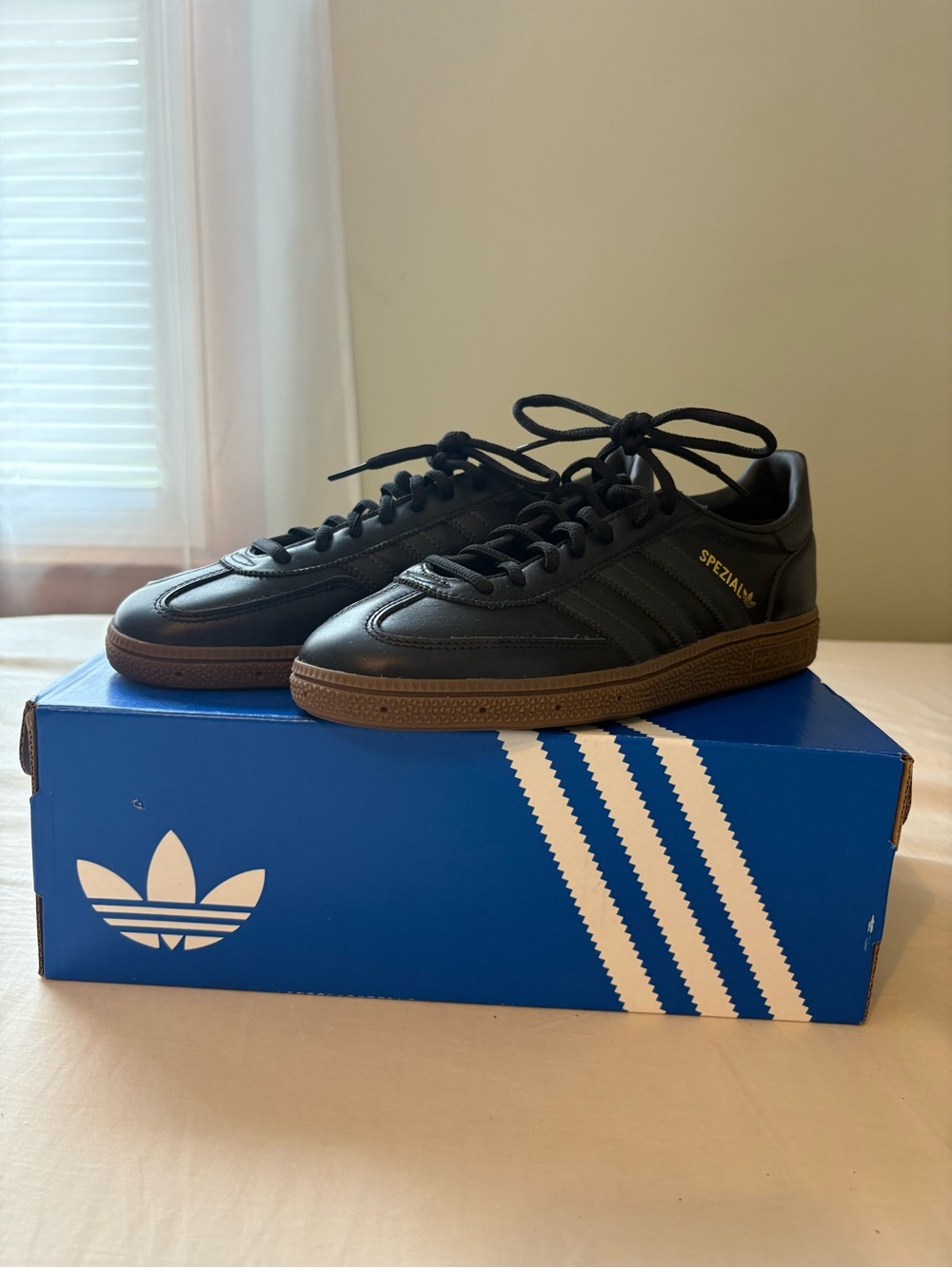 adidas Black Leather Spezial Sneakers with Gum Sole
